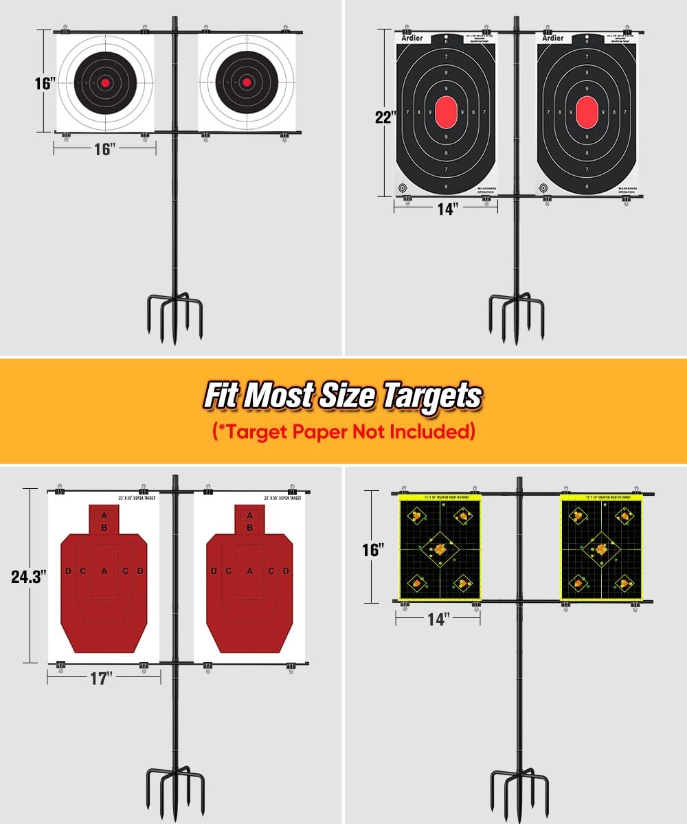 Ardier Adjustable Shooting Target Stand with 5-Prong Base, Large, Black