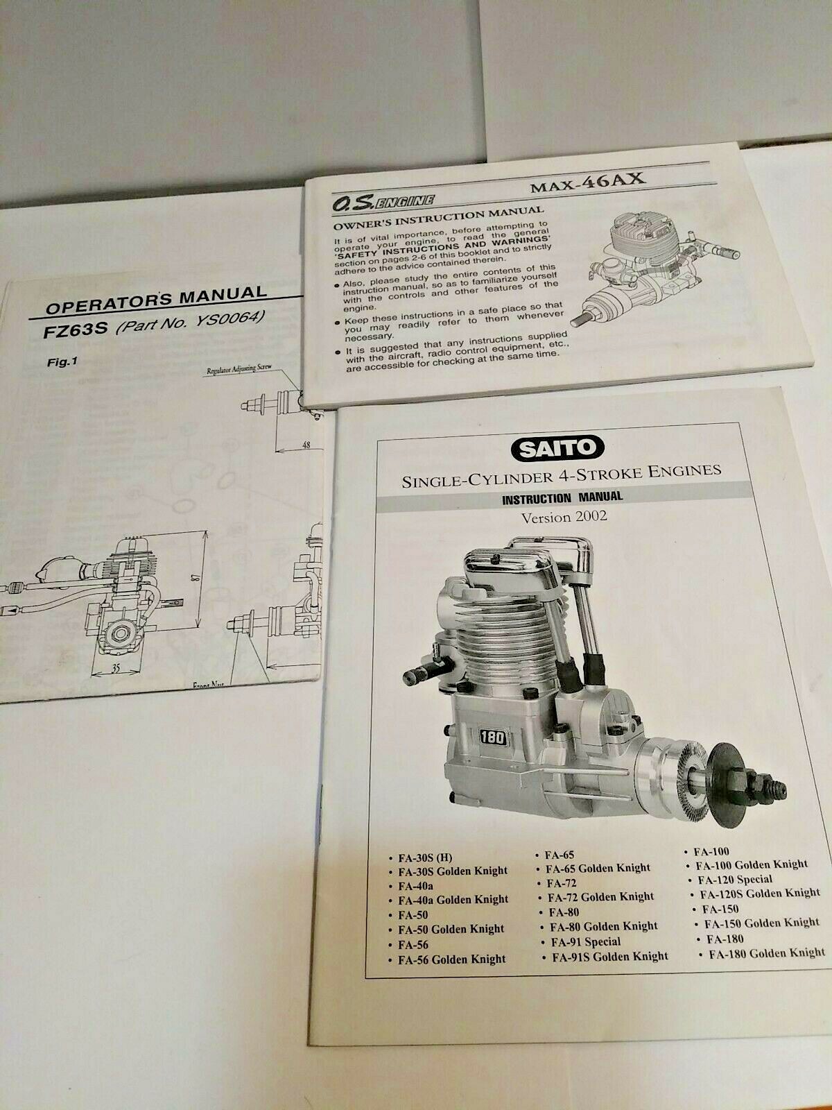 Lot Of 3 Single-Cylinder 4 Stroke Engine Instruction And Owner Manuals Mp 815