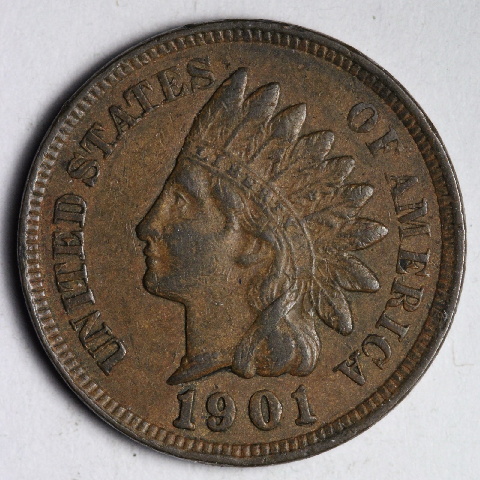 1901 Indian Head Cent Penny AU E138 RJL