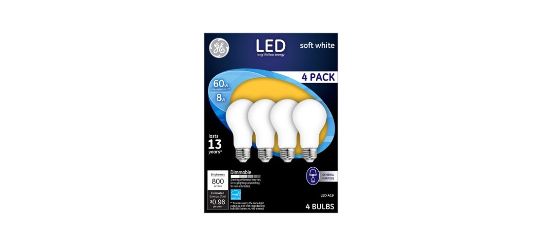 GE 93098313 LED Bulb A19 E26 (Medium) Soft White 60 Watt Equivalence Frosted