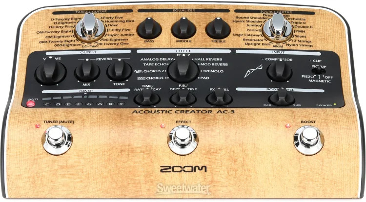 Zoom AC-3 Acoustic Creator Enhanced Direct Box and Multi-effects Pedal