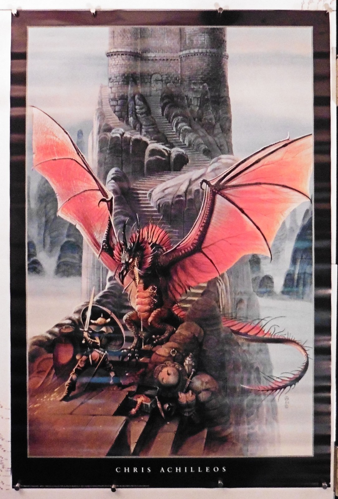 THE RED DRAGON CHALLENGE BY CHRIS ACHILLEOS 24.25" X 36.50" NOS (b464)(b459)