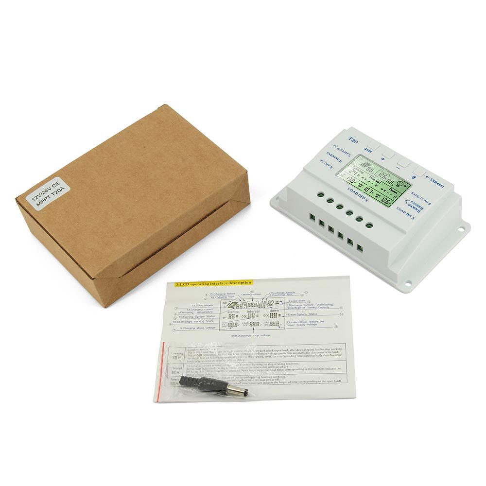 MPPT Solar Panel Regulator LCD 10A-80A 12V/24V Charge Controller 3 Timer