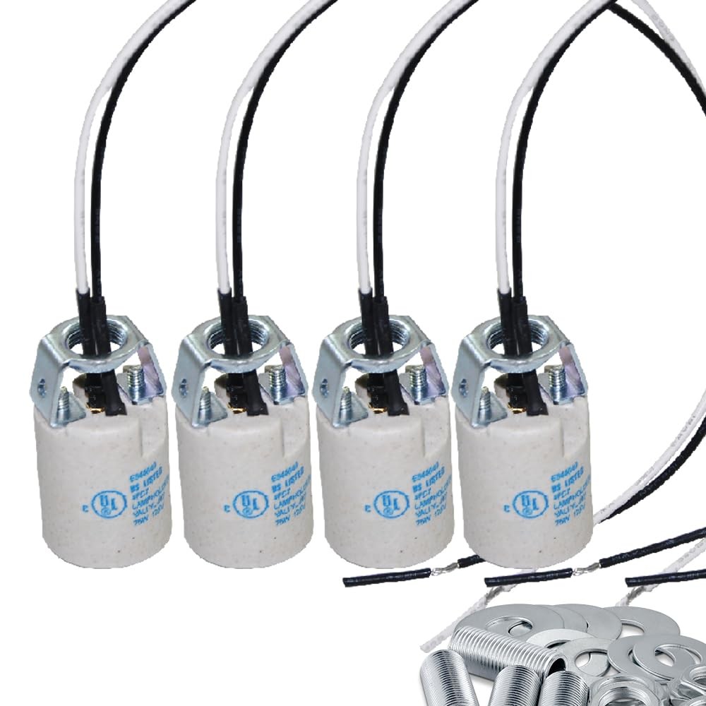 E12 Socket,Ceramic Candelabra Socket E12 Bulb Lamp Holder,Light Socket with W...