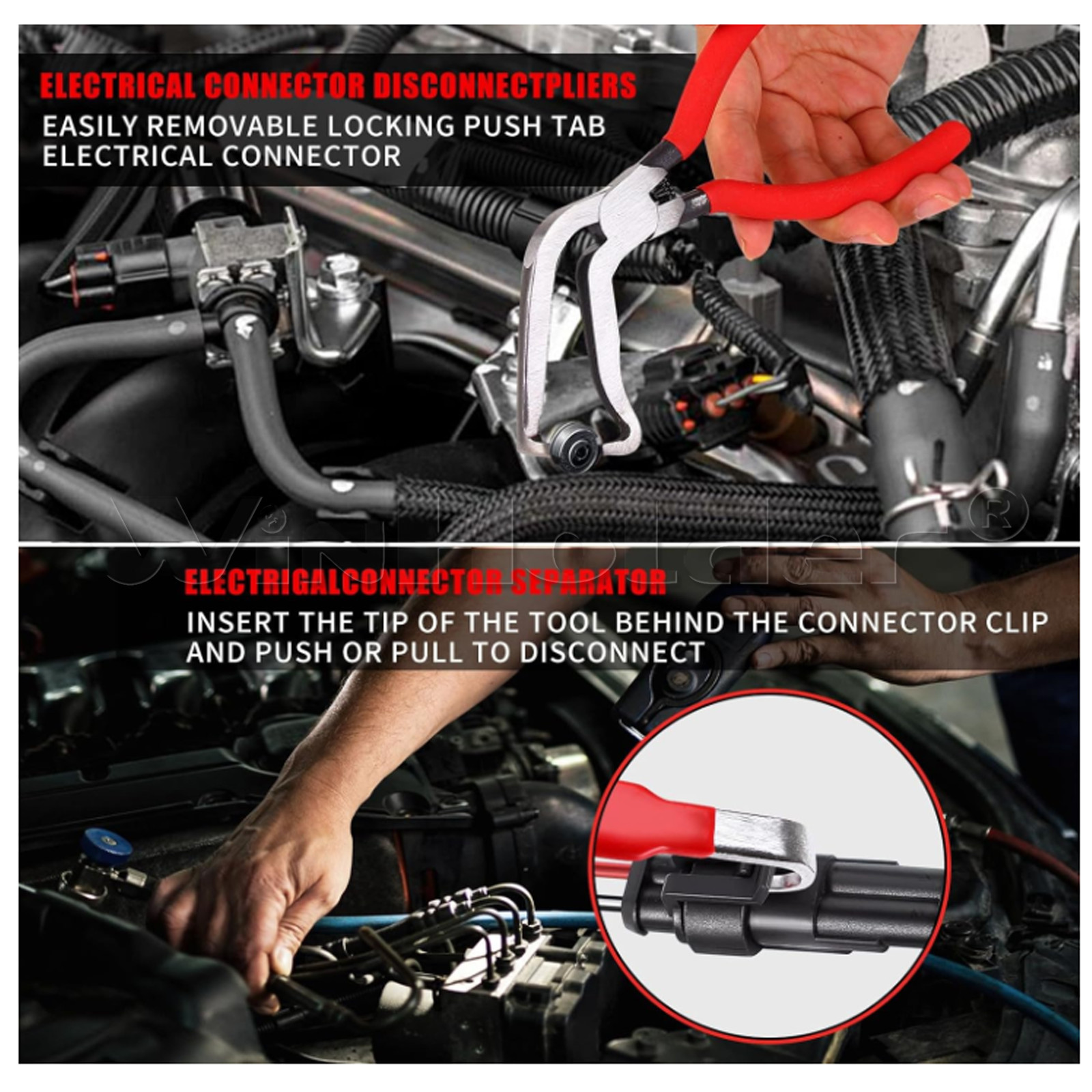 4pc Electrical Disconnect Pliers 60° Automotive Electrical Connector Separator