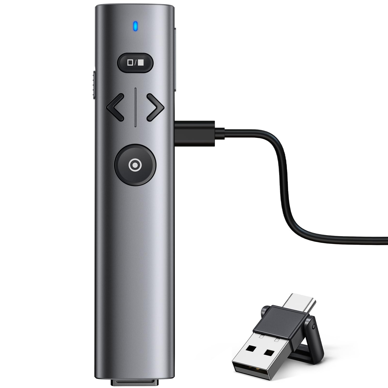 USB C Presenter, 2.4 GHz Wireless Presenter with Laser Pointer, Rechargeable...