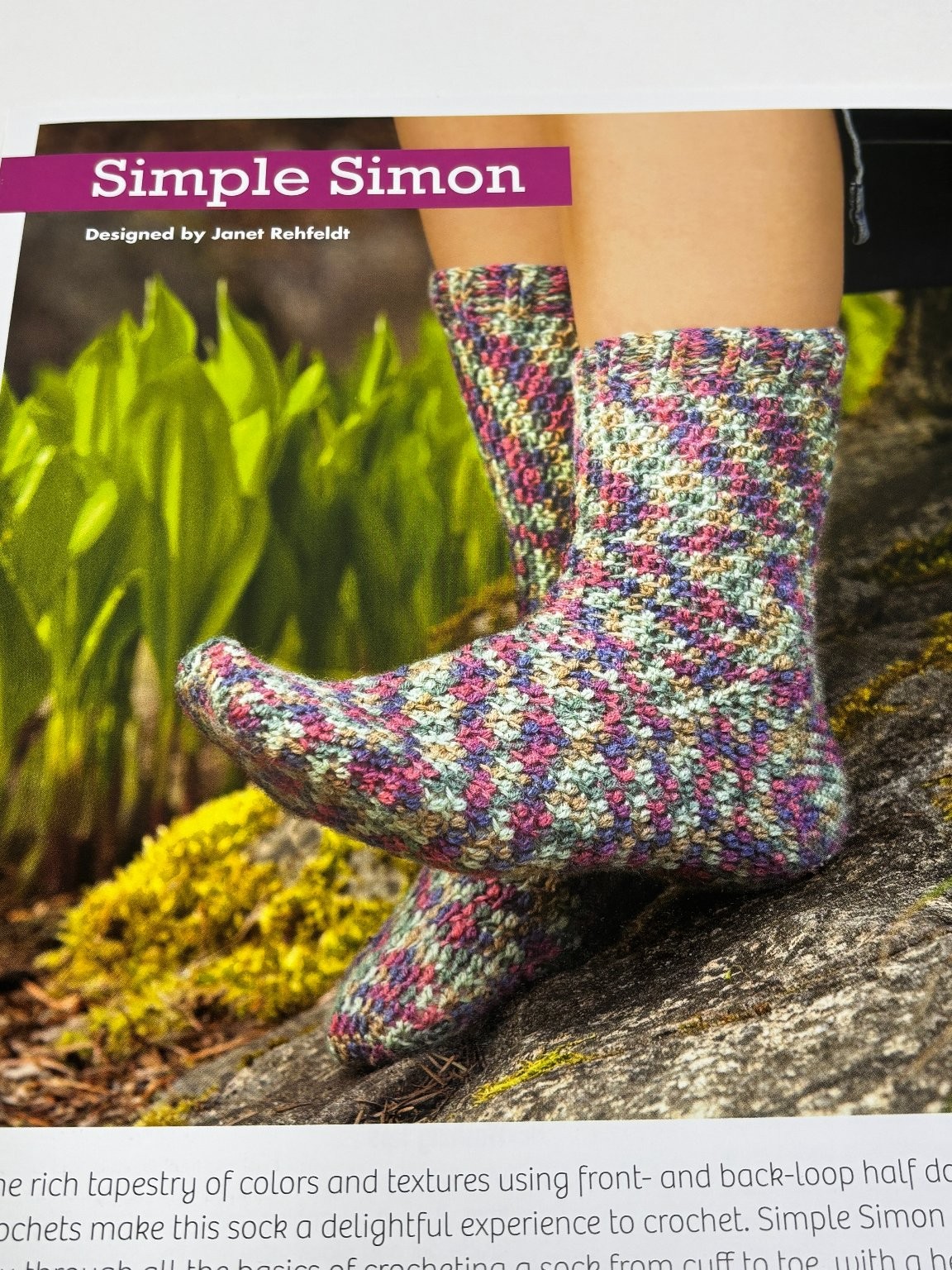 Simple Simon Janet Rehfeldt Crochet Socks Pattern Book Pages