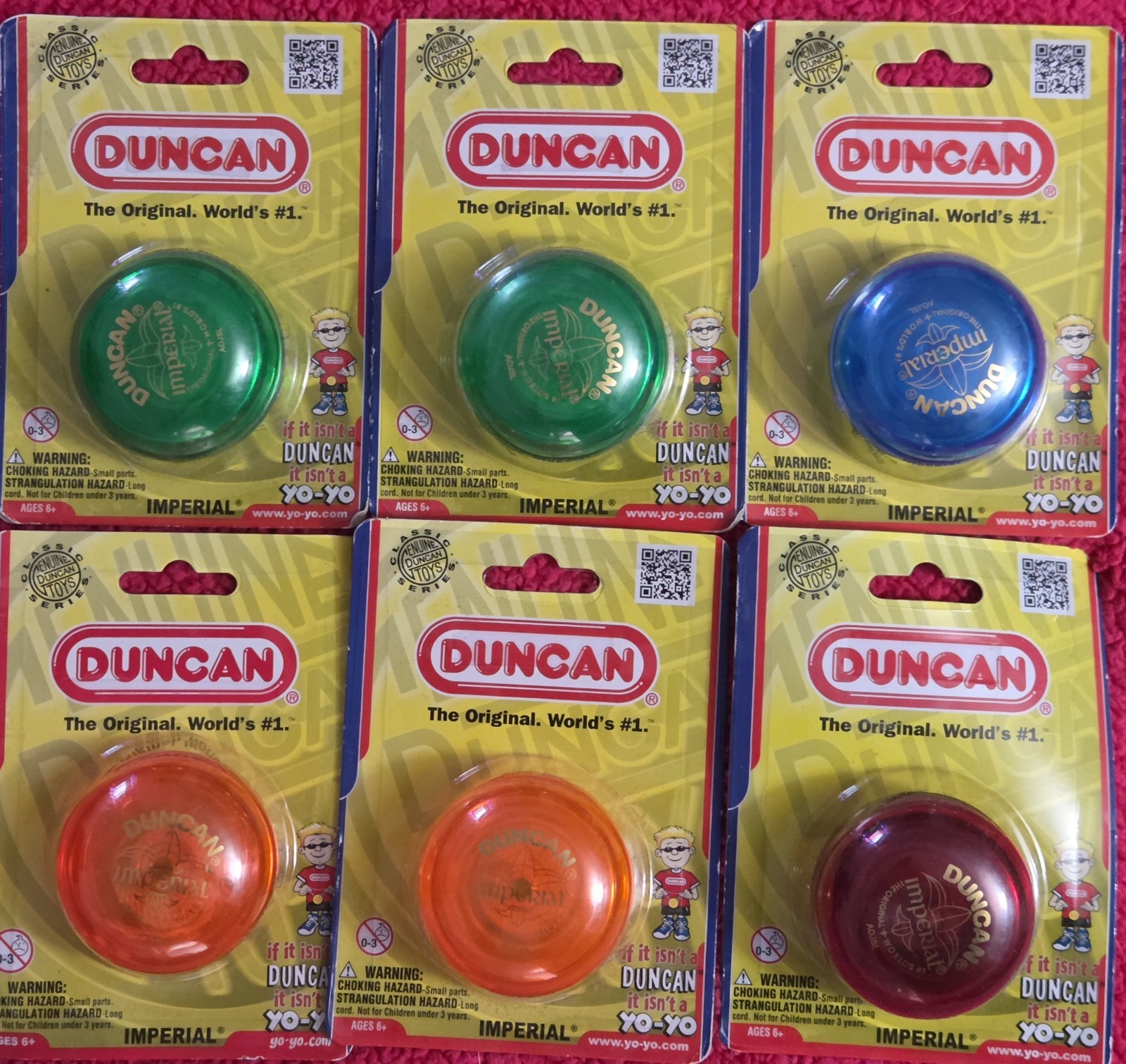 Six (6) Vintage Duncan Imperial The Original World's #1 Yo-Yo B O R NEW Sealed