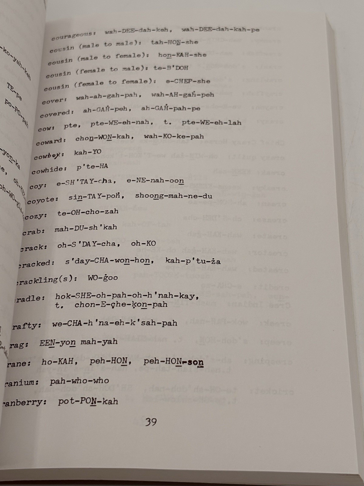 Dakotah Sioux Indians Dictionary Paul Warcloud 1999