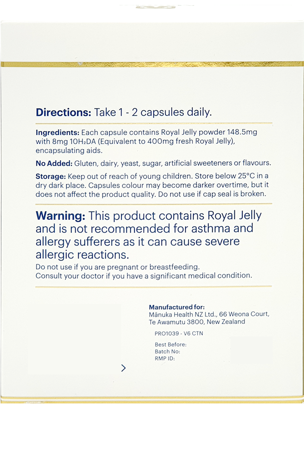 Manuka Health NEW ZEALAND Royal Jelly 365caps