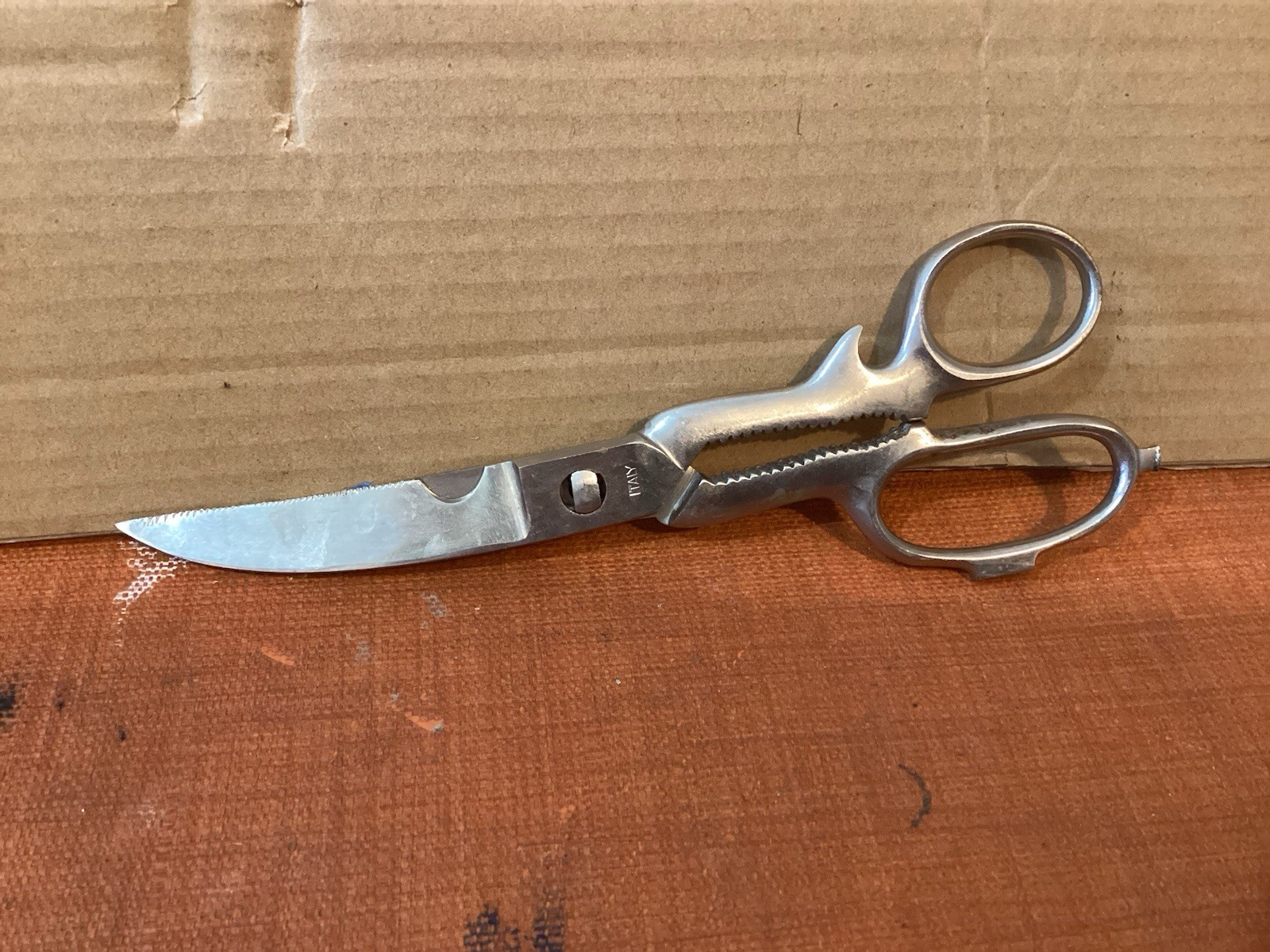 Vintage Scissors Chrome 8” Take Apart Serrated Kitchen Shears Italy Used