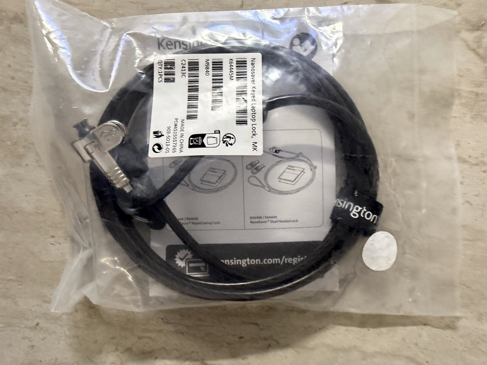 Kensington NanoSaver Keyed Laptop Lock Security Cable K64445M