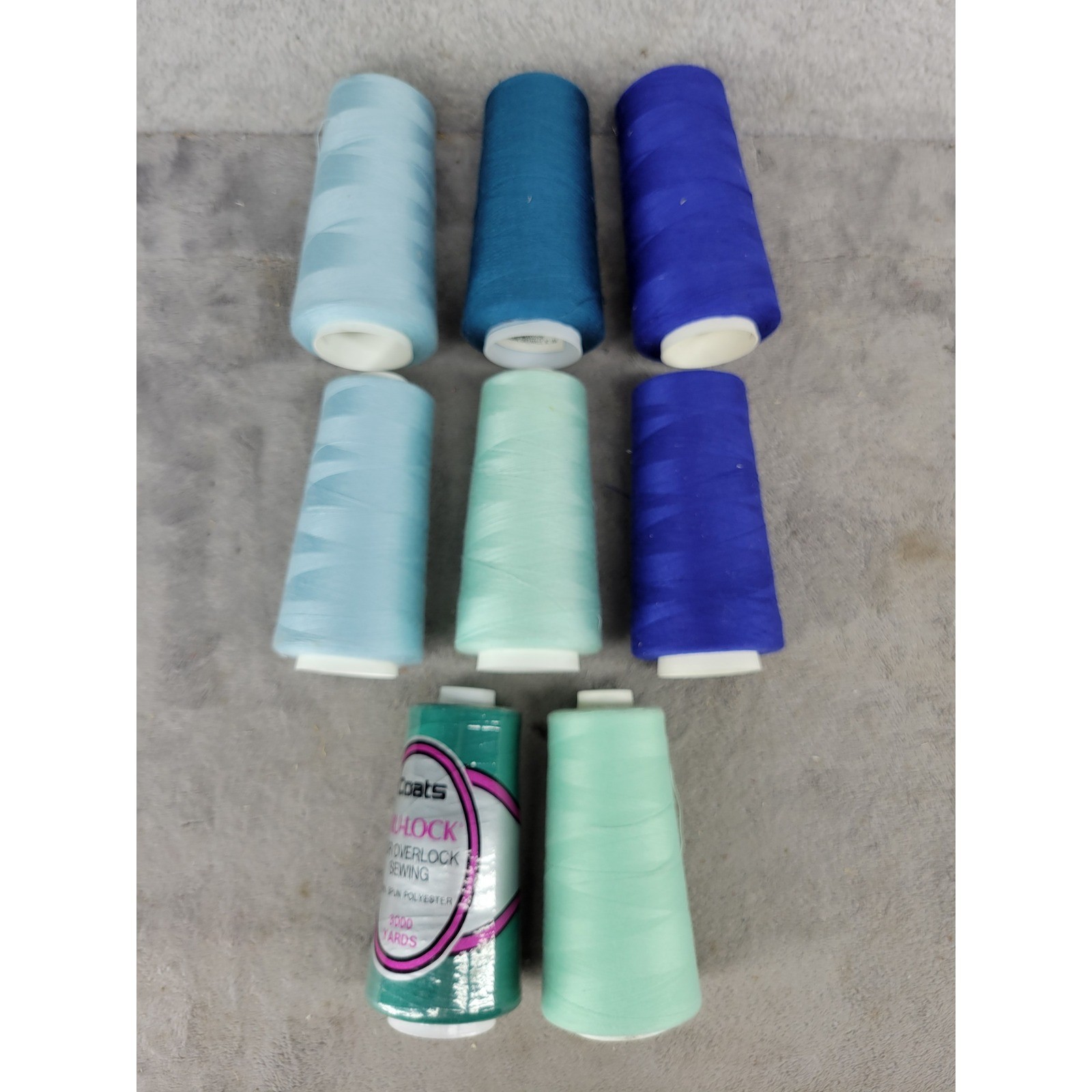 Coats Tru-Lock Overlock Serger Thread 3000 Yards 8 Cones Blue Teal Mint Aqua
