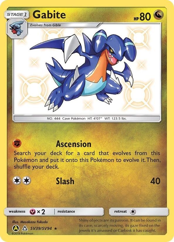 Gabite - SV39/SV94 - Pokemon Hidden Fates Sun & Moon Shiny Rare Card NM