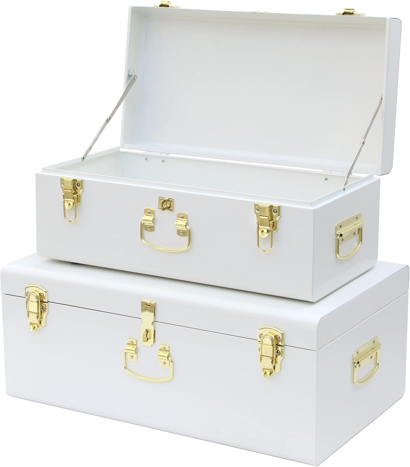 2-Pc Decorative Metal Storage Trunk Set with Lock