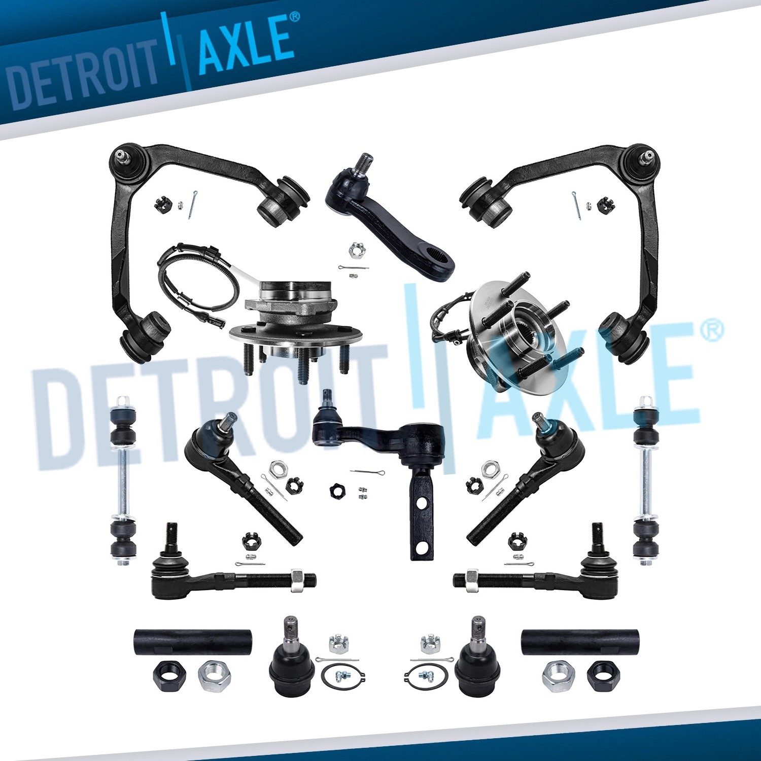 16pc Front Upper Lower Control Arms Wheel Hub Kit for 2000-2003 Ford F-150 4WD