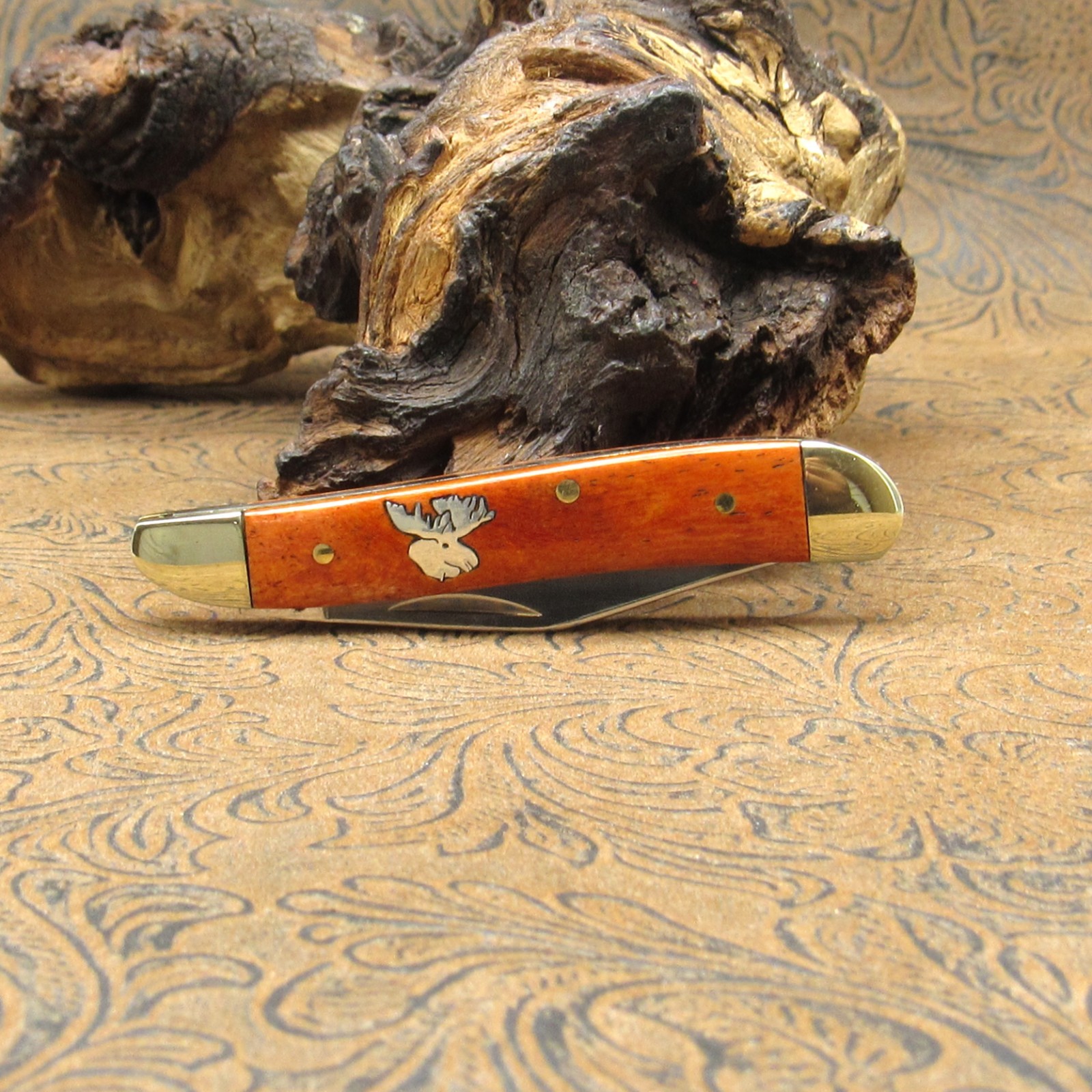 *Pocket Knife Riveted Wooden Handle 2"  Stainless Blade