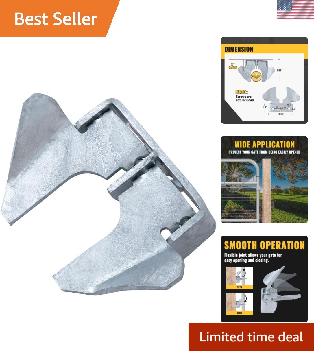Heavy-Duty Galvanized Butterfly Latch for Gates - Smooth Operation & Security