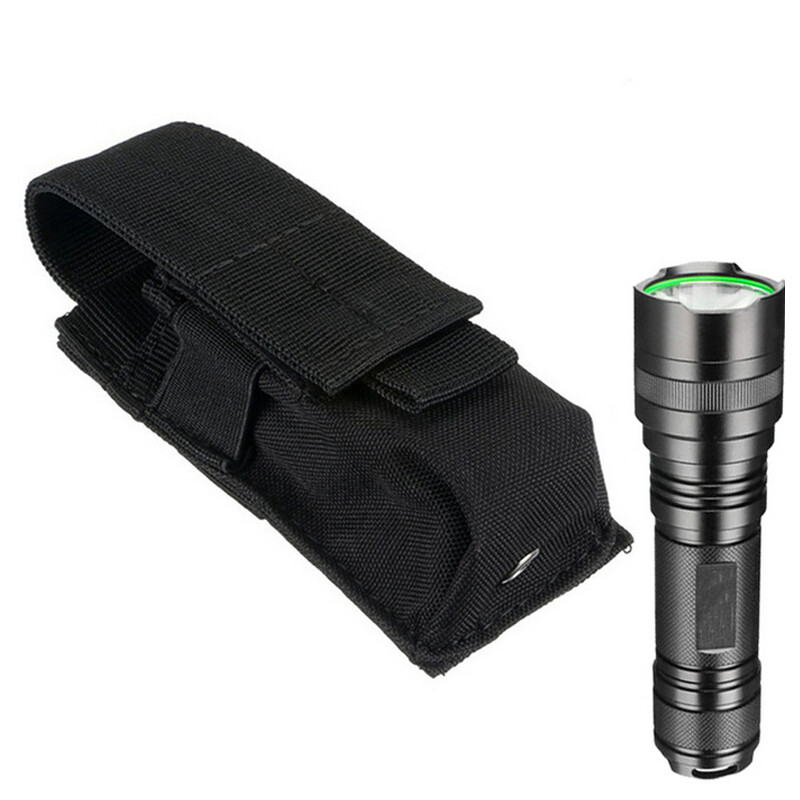 Tactical Molle Flashlight Pouch Holster Belt Carry Case Duty Pepper Spray Holder
