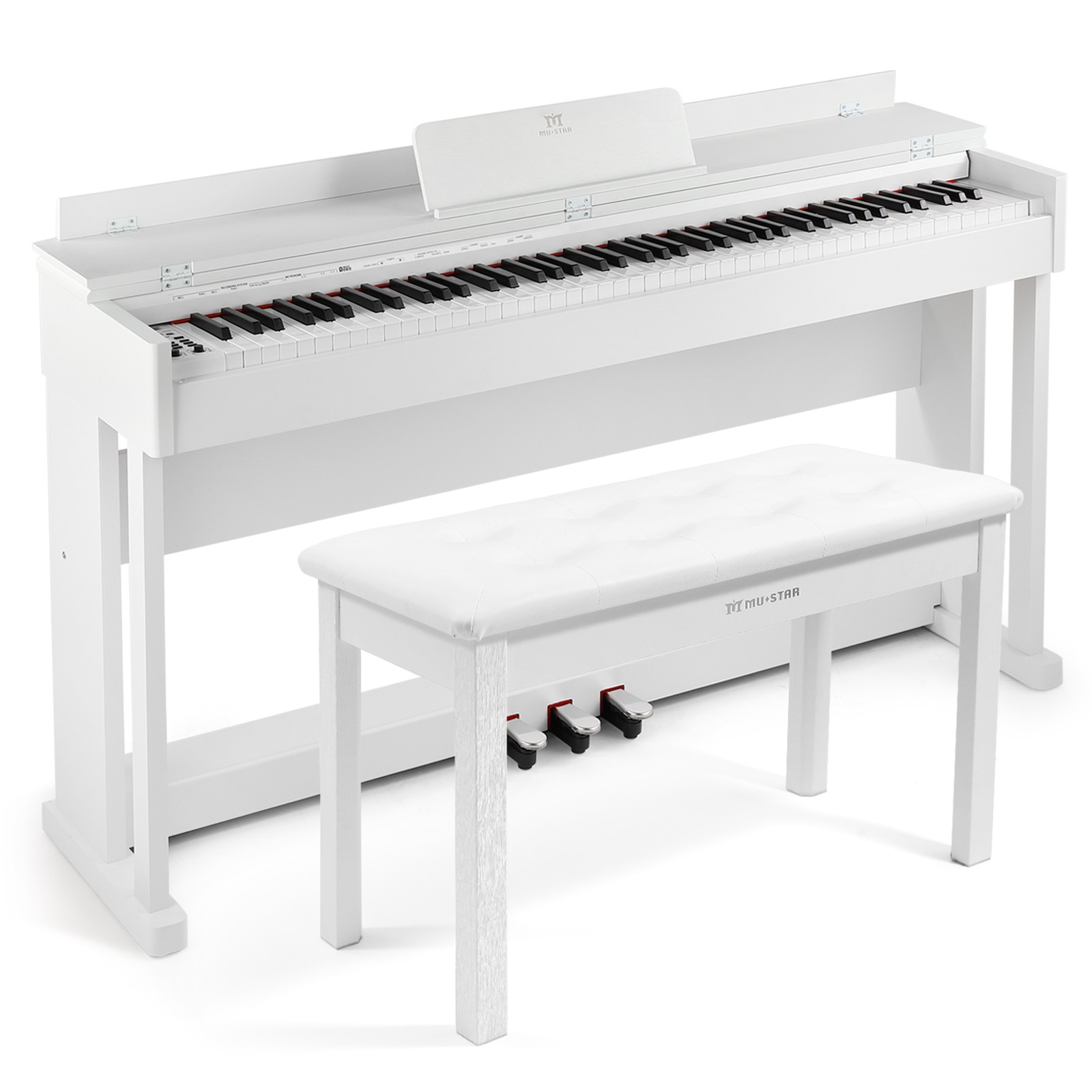 White 88Key Full-sized Weighted Hammer Action Digital Piano Keyboards with Bench