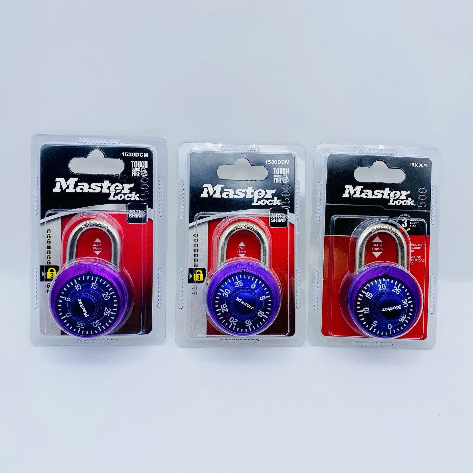 Master Lock Combination Padlock Purple Anti-Shim 3/4 in. 1530DCM New Lot of 3