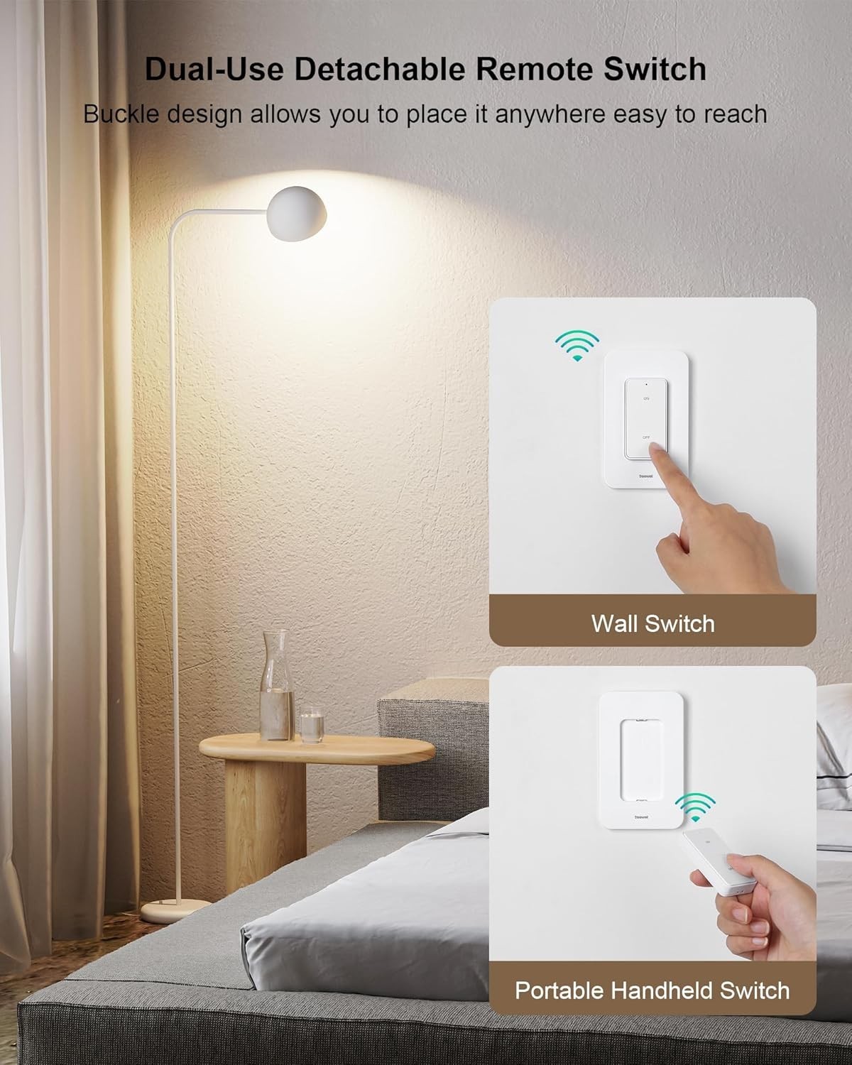Remote Control Outlet Wireless Wall Switch, 200FT Long Range RF Remote Light ...