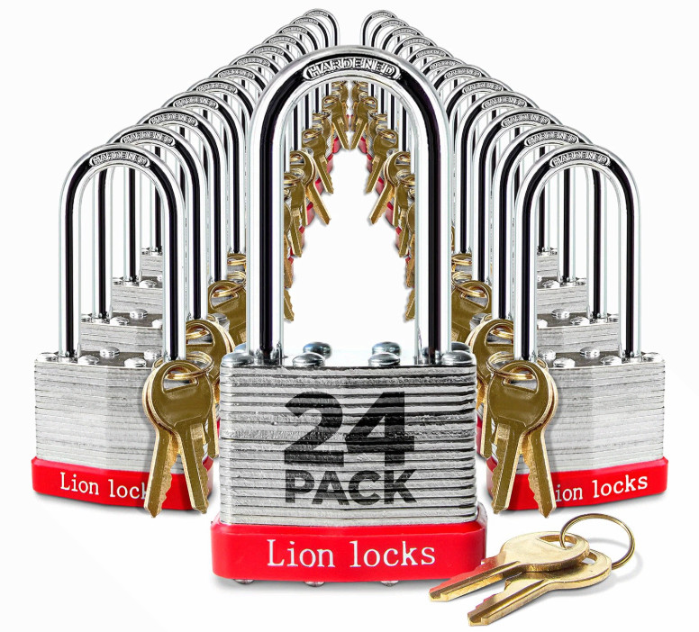 24 Keyed Alike Padlocks 2in Long Shackle Outdoor Locks w/ 48 Keys