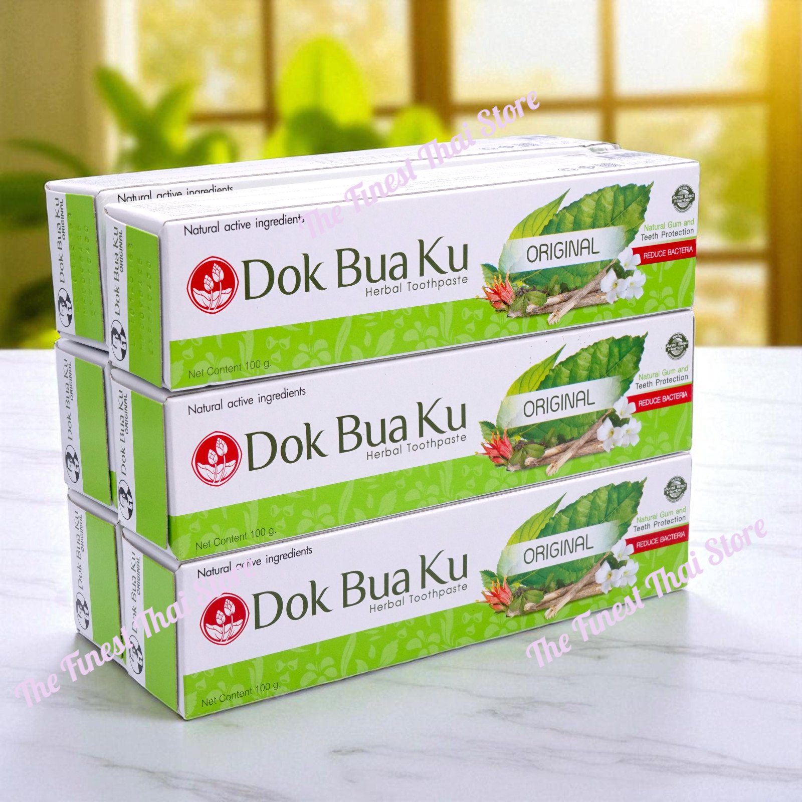 Twin Lotus Dok Bua Ku Original Natural Extract Herbal Toothpaste 100g x 6