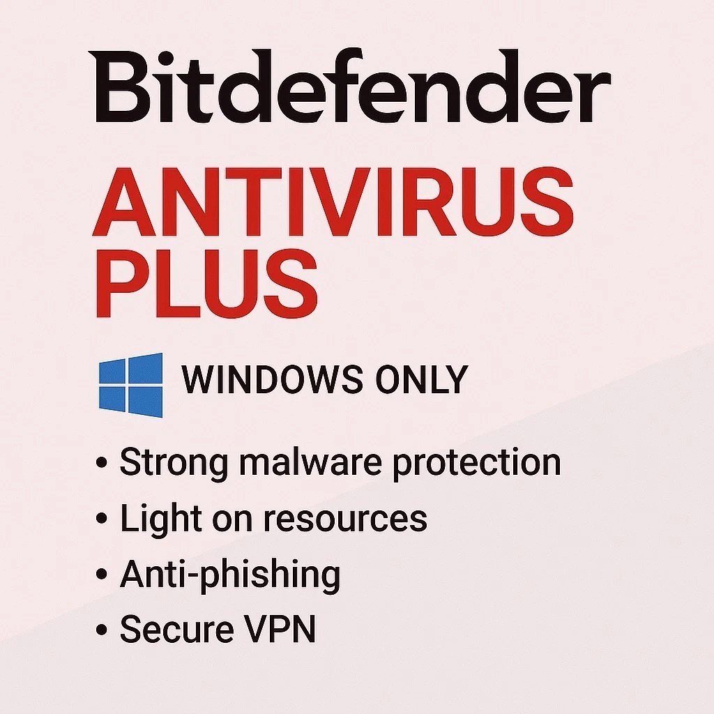 Bitdefender Antivirus Plus 3 Year For 5 WINDOWS PC + Daily VPN