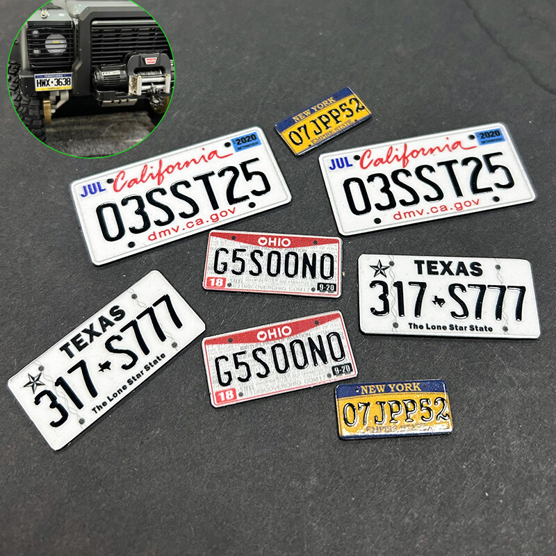1 Pair Custom Made License Plates for 1/8 1/10 RC TRX4 SCX10 1/14 Tamiya Truck