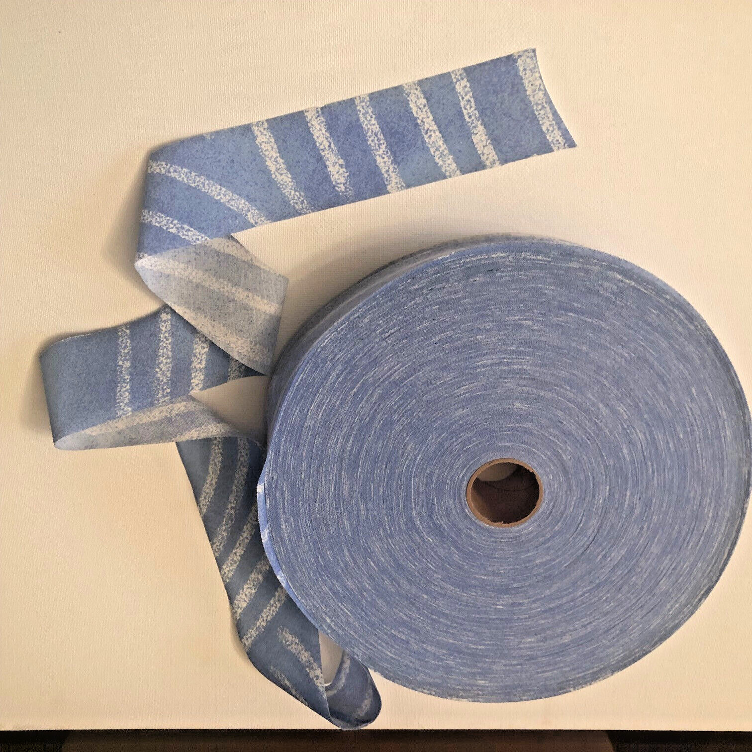 Large roll of bias cotton fabric shades of blue 1.75" sewing quilting crafts