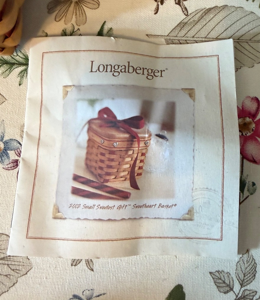 Longaberger 2002 Sweetest Gift Small Basket Combo ~ BLPL tie on #1