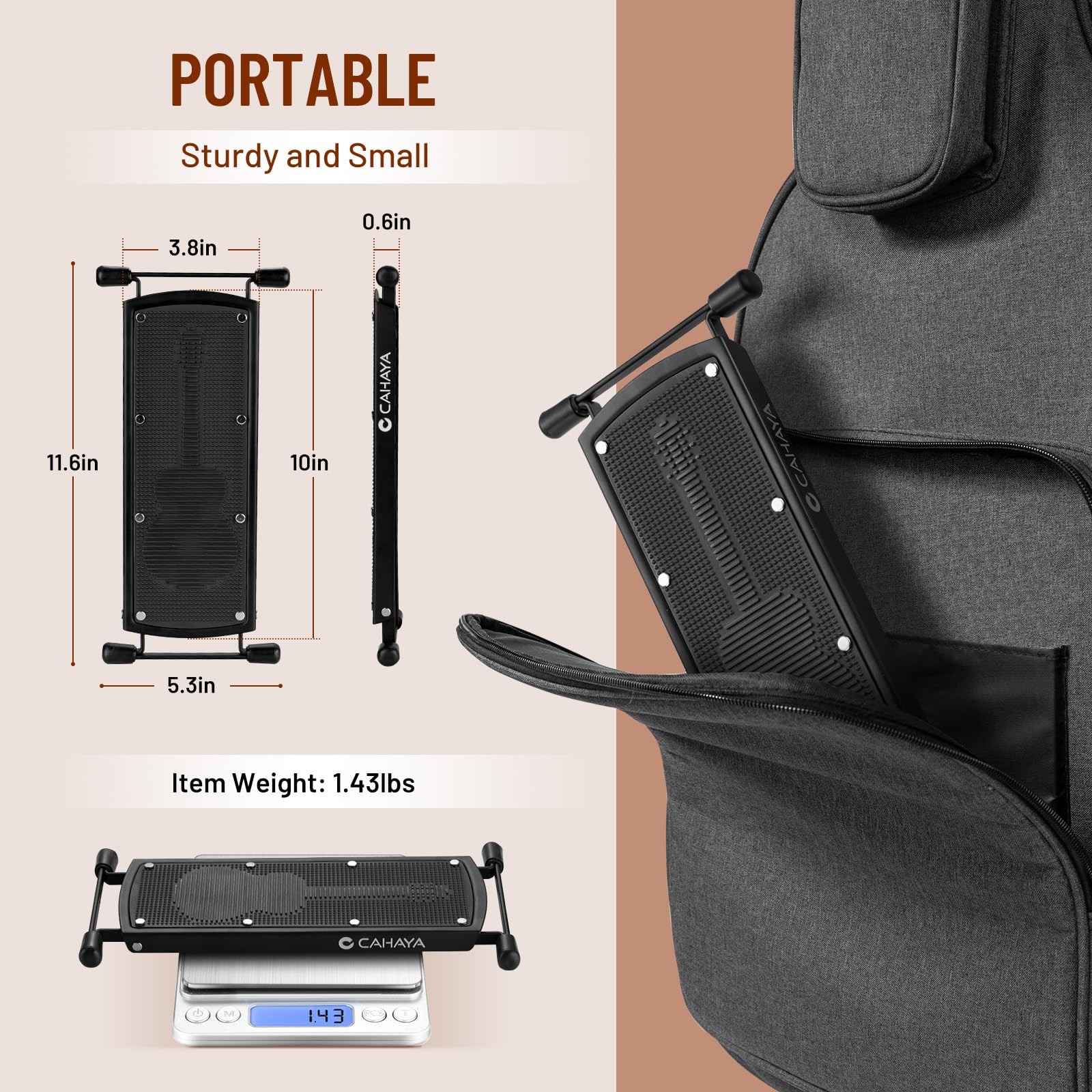 CAHAYA Guitar Foot Rest Stool - 6 Position Height Adjustable, Black