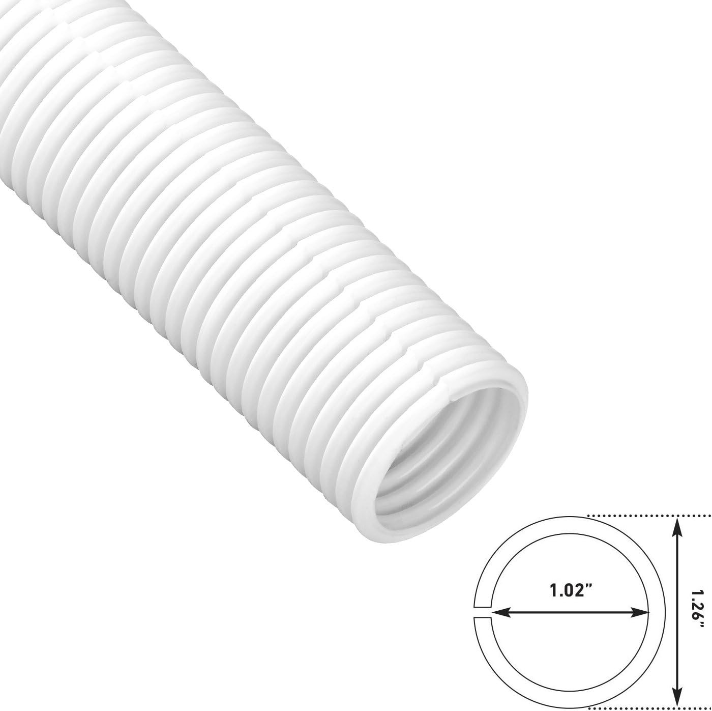 White 43In Cable Sleeve, Flexible Wire Protector Tubing, Split Electrical Condui