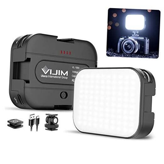 2 Pack  VL100C Bi-Color LED Video Light on Camera,Mini Rechargeable VL100C*2