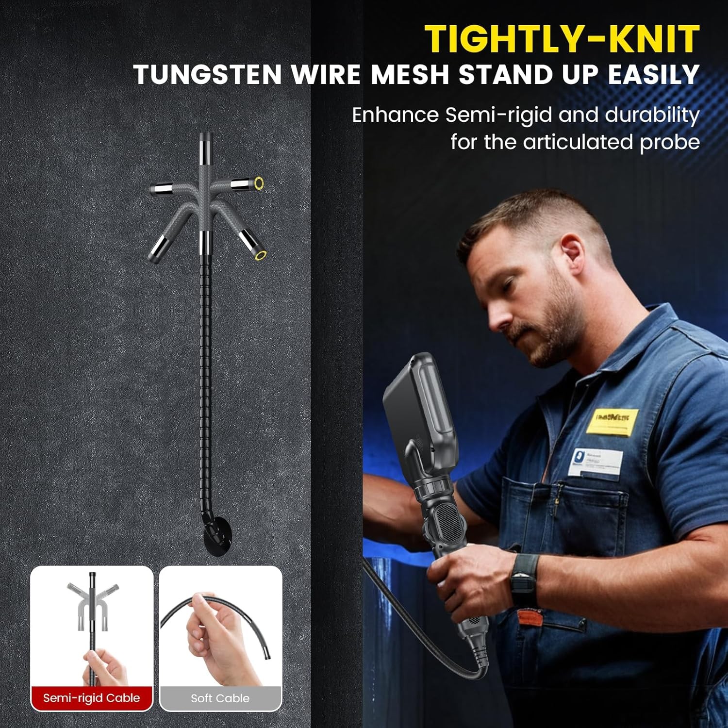 Two-Way Articulating Borescope Camera with Light Endoscope Inspection Camera