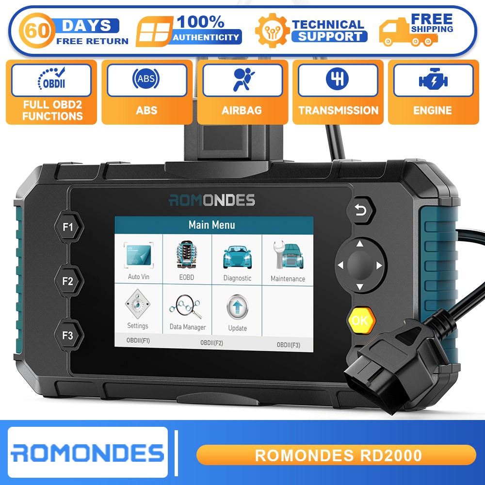 Romondes RD2000 OBD2 Scanner ABS SRS Transmission Live Data Fit For Volkswagen