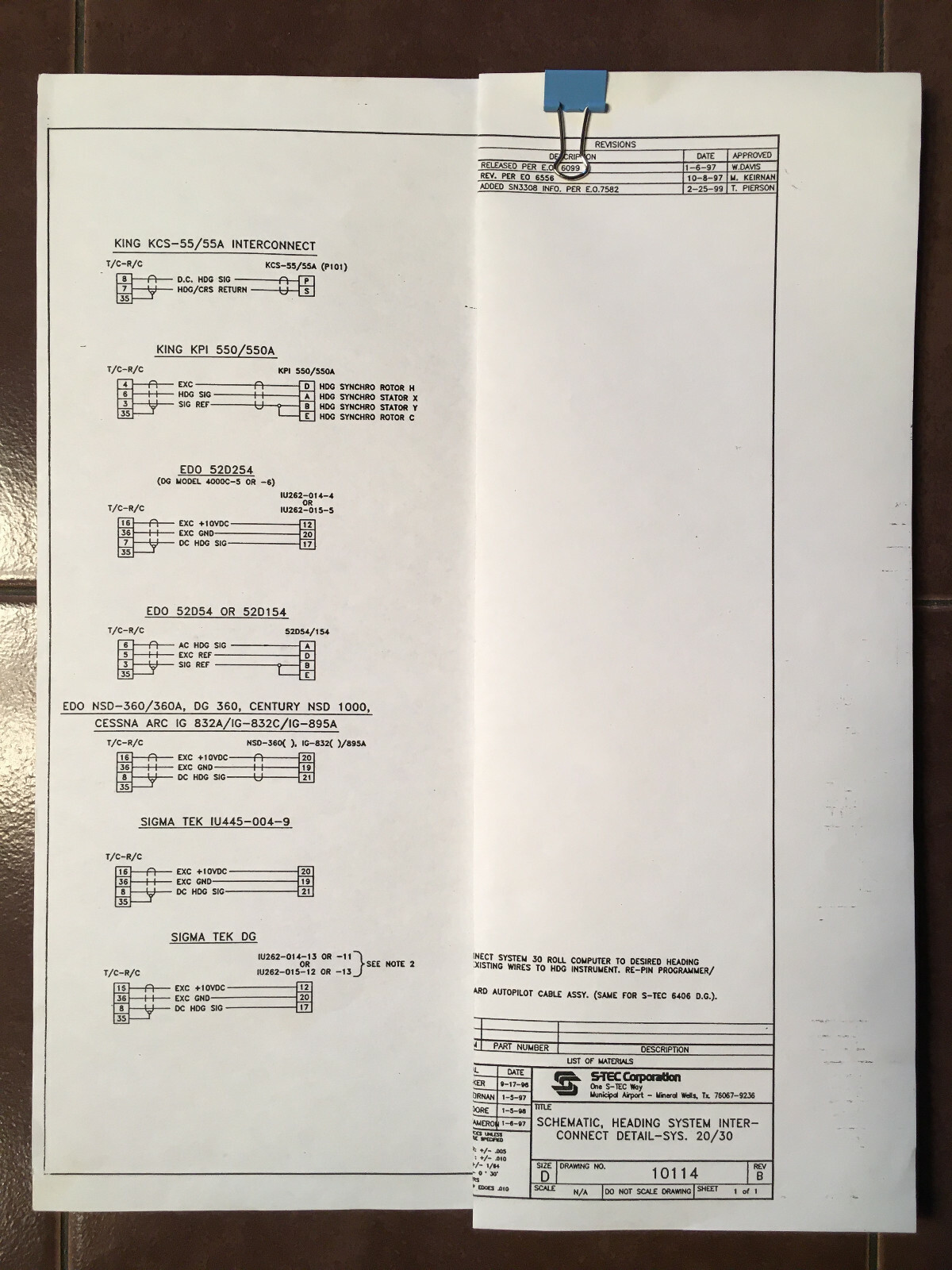 Heading System Interconnect Schematic to S-Tec 20/30 Autopilot