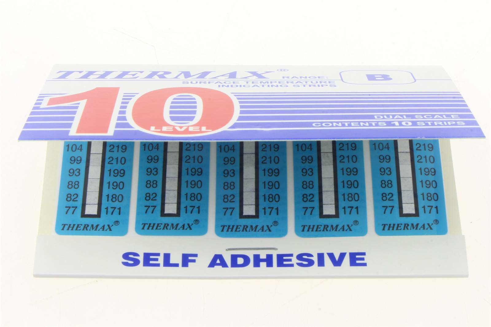 THERMAX TMC 10 strips Temperature Label 10 Level Range B 77-127°C/171-261℉