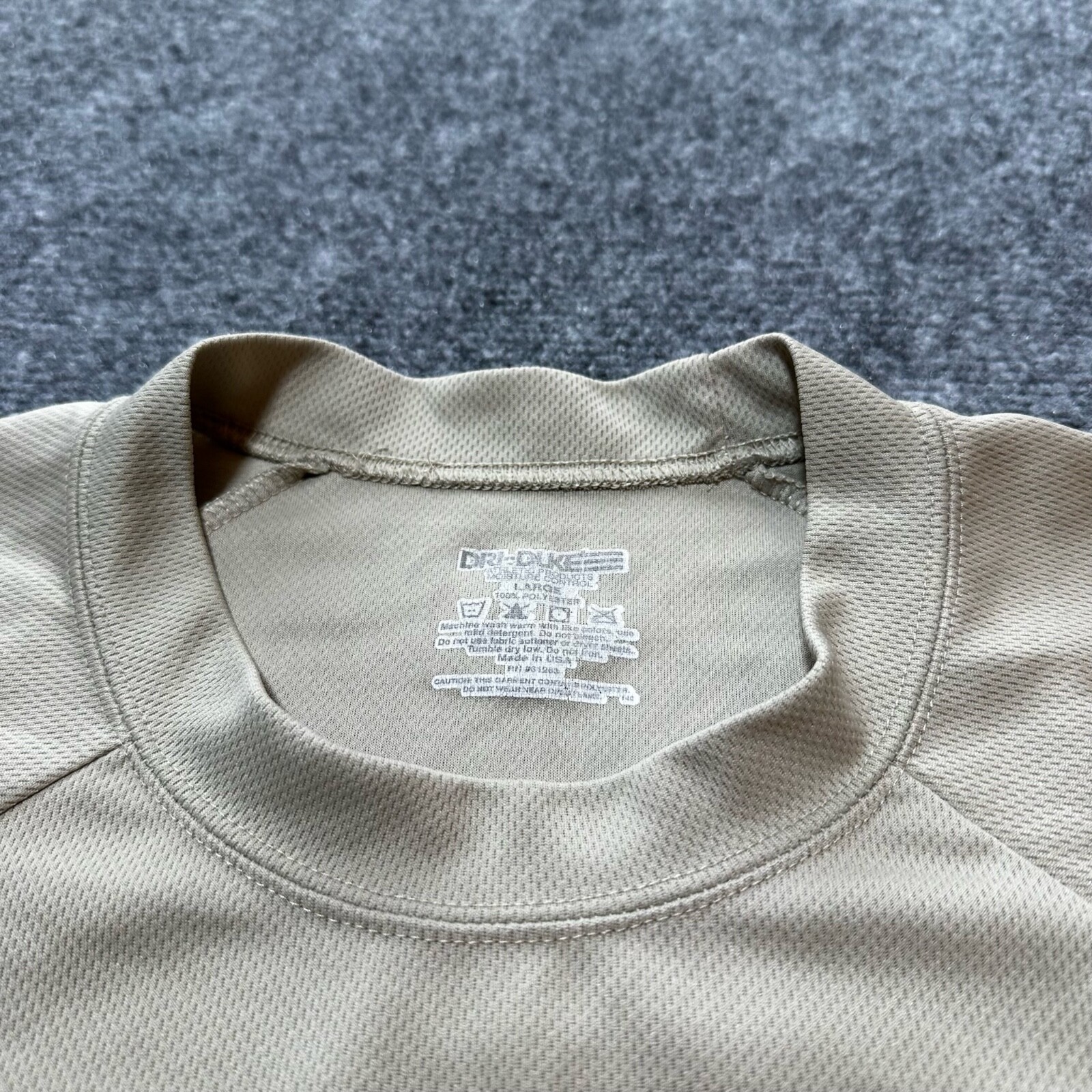 Dri-Duke Shirt Men Large Beige Polyester Quick Dry Moisture Control Made In USA