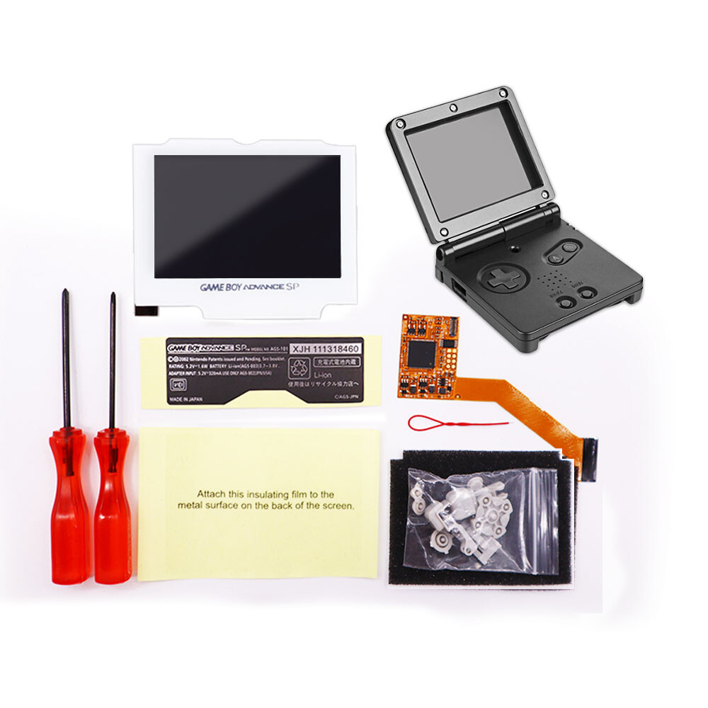V2 IPS High Backlight Screen LCD Kit Pre-cut Shell White Lens For GBA SP Console