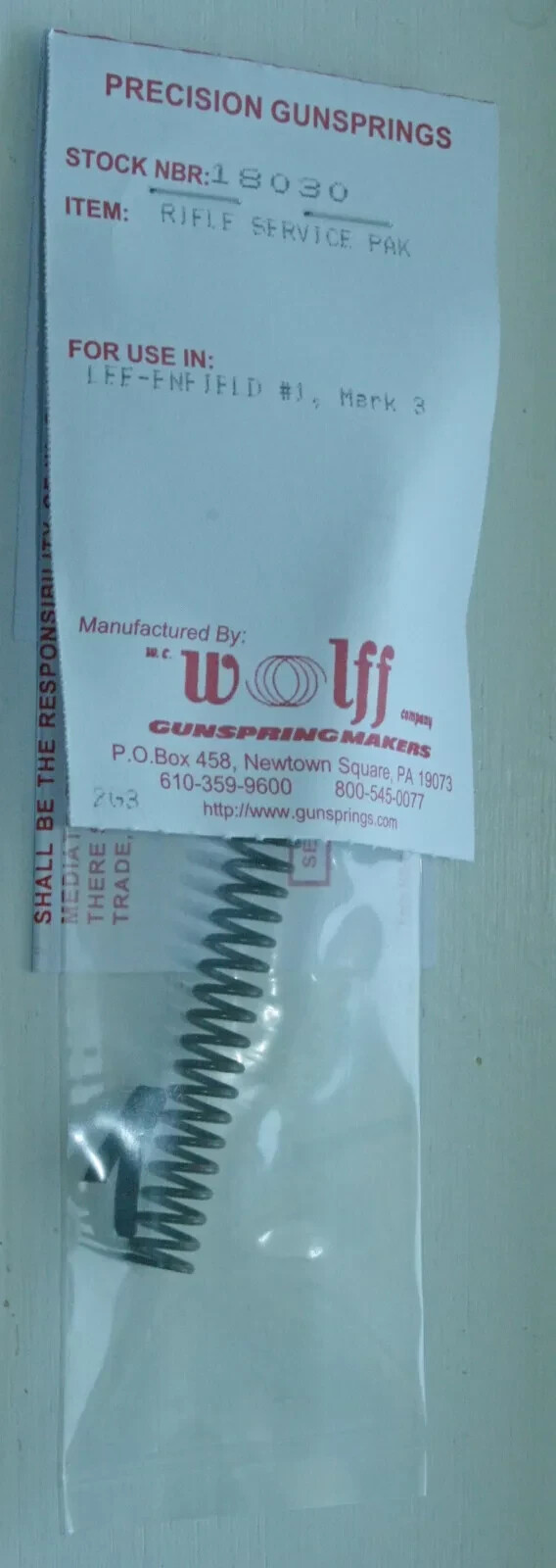 Lee Enfield #1 Mark 3 No. 1 MK 3 Rifle Service kit Extractor Striker Spring .303