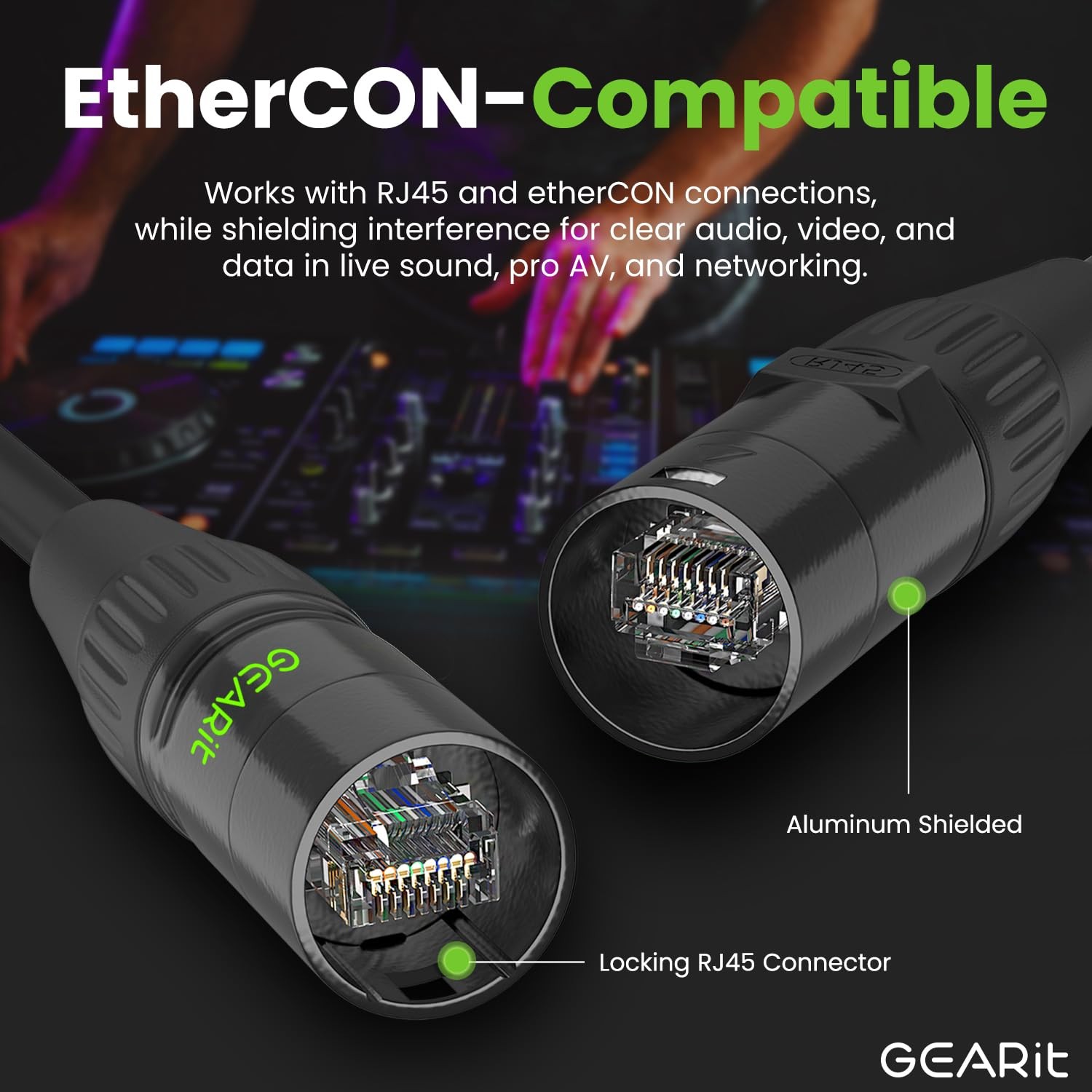 GEARit Shielded CAT6 Ethercon Cable (50 Feet) Professional 50 Feet, Black