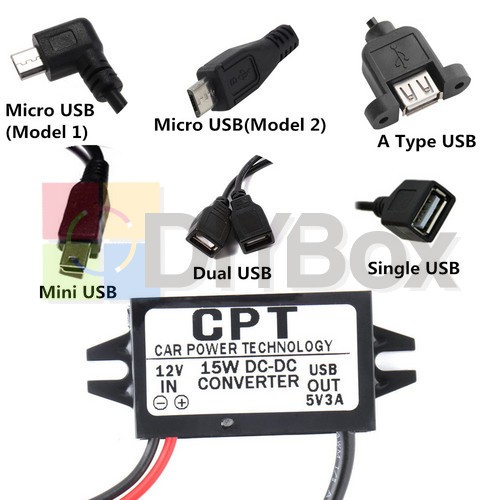 DC-DC 12V to 5V Mini/Micro/A type Single USB Converter Step Down Power Module