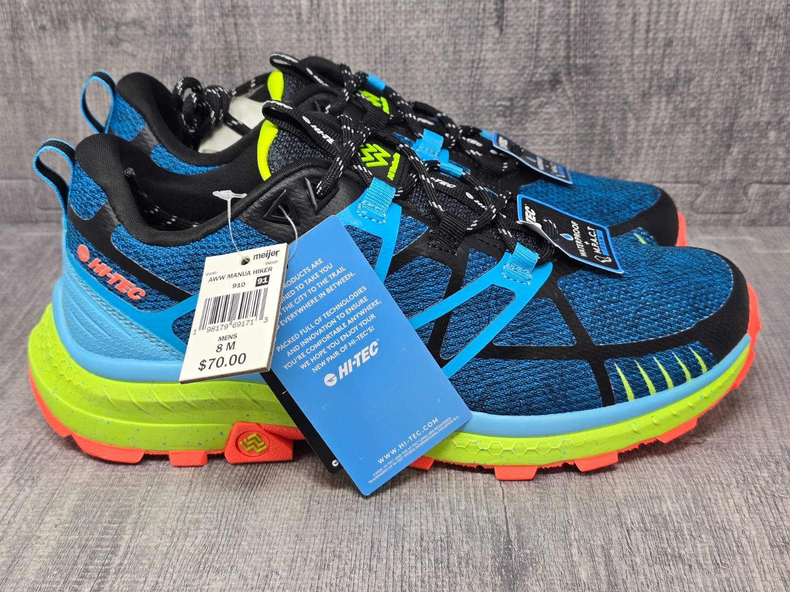 Hi-Tec Mauna Hiker WP Hiking Shoes Mens Size 8M 41 Blue CH80104M-LM NEW w TAGS