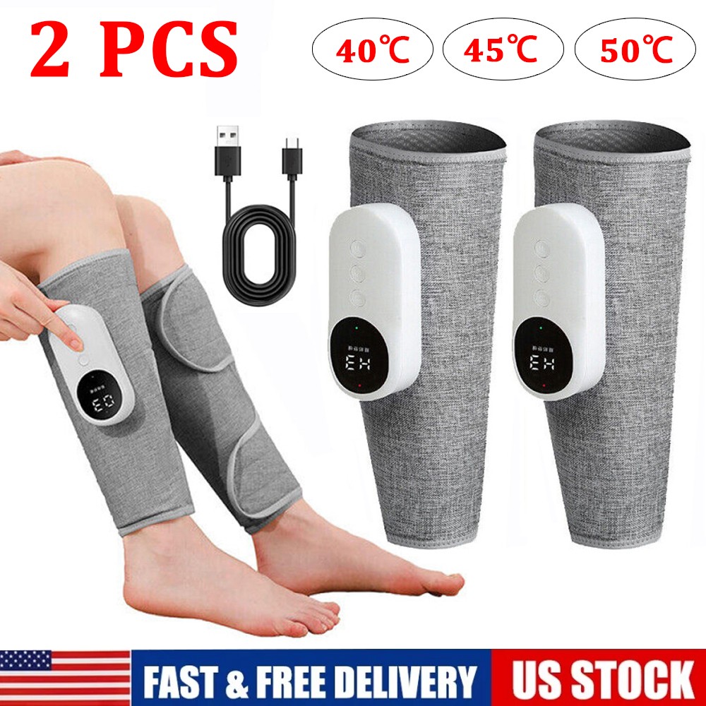 2pcs 3 Model Leg Massager for Circulation, Air Compression Calf Massager w/ Heat