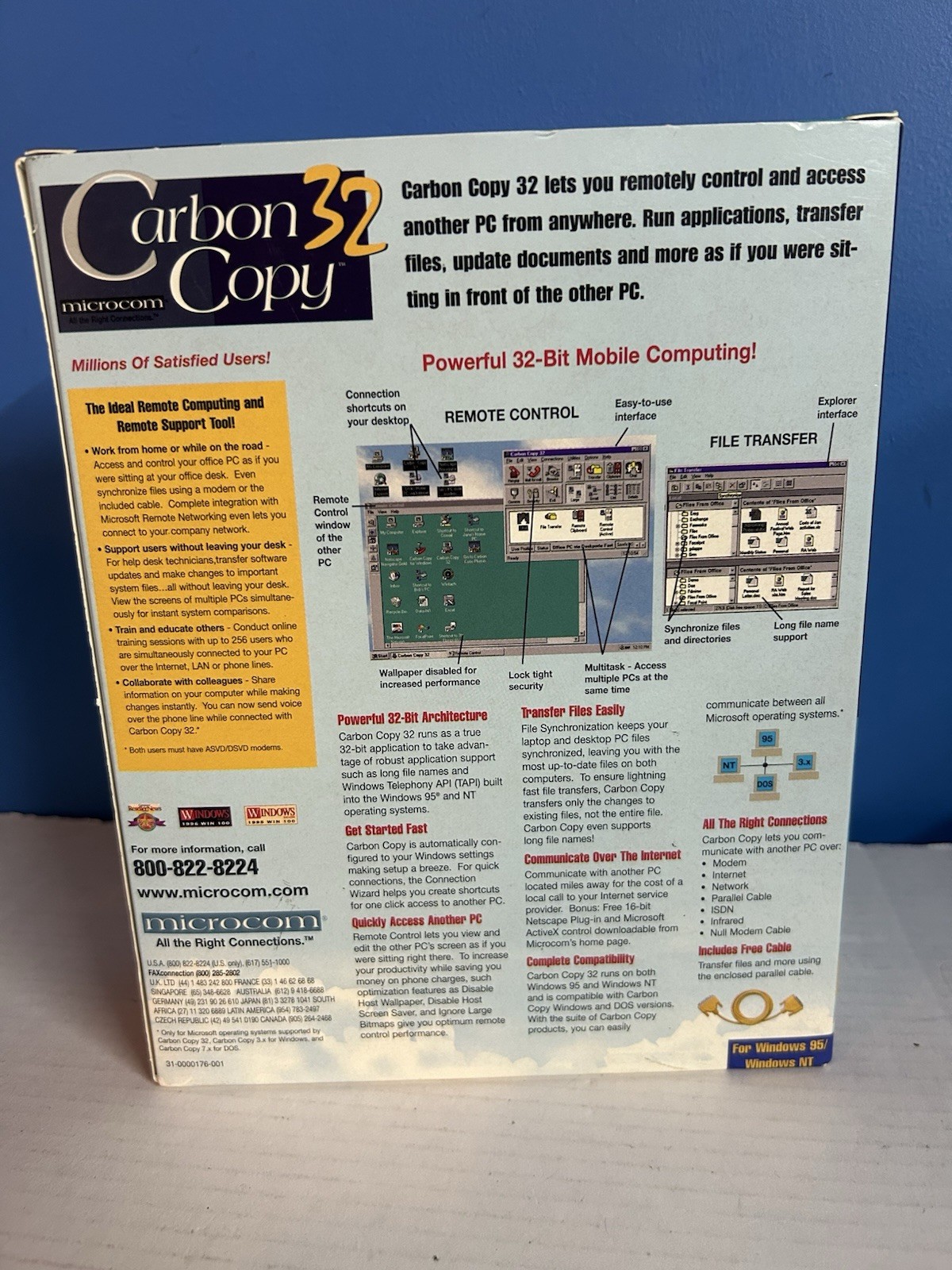 1996 Microcom Carbon Copy 32 Windows 95 NT Fast Access To Another PC - NEW!