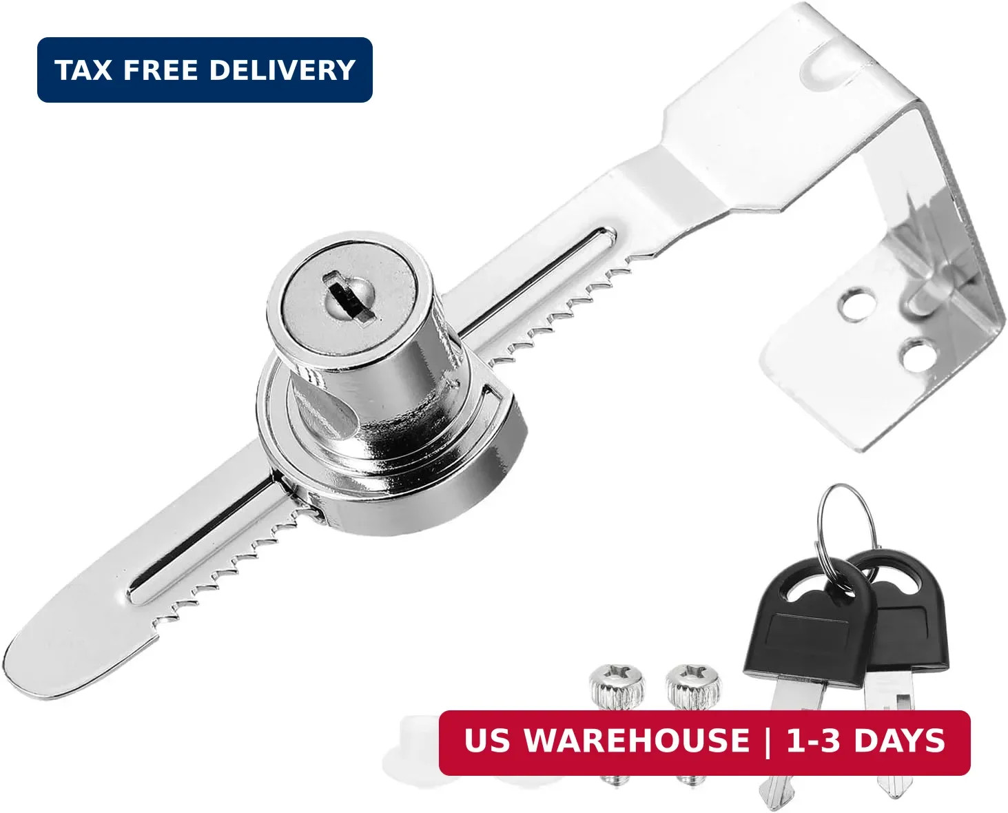 2.1" Sliding Glass Door Ratchet Lock, Keyed Alike Secure Showcase Display Case L