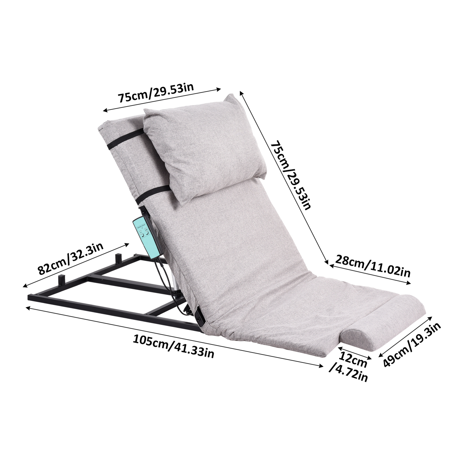 Electric Lifting Bed Backrest 2-80° Adjustable Back Rest Support
