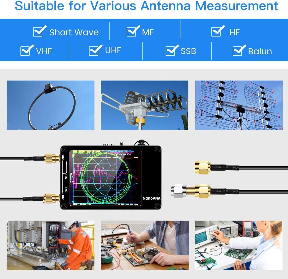 Nano VNA Vector Network Analyzer 50KHz-900MHz Antenna Analyzer 2.8" Touch Screen